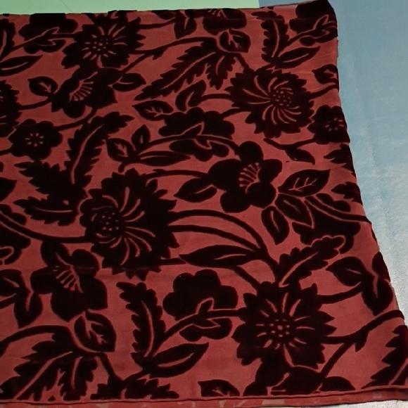 Elegant Floral Burgundy Scarf/Wrap Special Event Velvet Burnout Chic Long Fringe - Picture 5 of 8